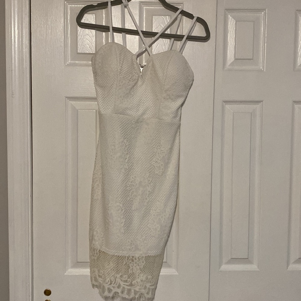 Lacy White Dress with Strappy Details